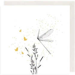 Karnet złocony kwadrat CL3811_BL Ważka - Clear Creations