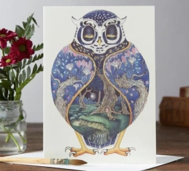 Karnet A062 B6 + koperta Niebieska sowa - DM Collection