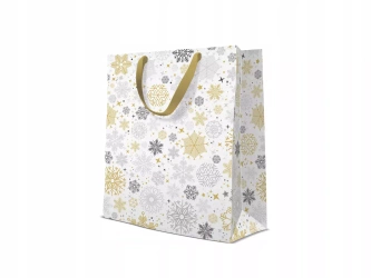 Torebka prezentowa Metaliczne śnieżynki, duża