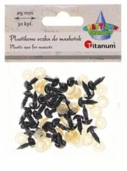 Oczy do maskotek plastikowe 9mm z mocowaniem 30szt - Titanum