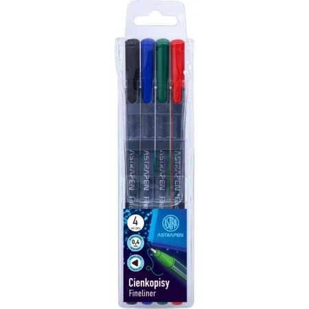 Cienkopisy trójkątne 0,4mm 4 kolory ASTRA - ASTRA papiernicze