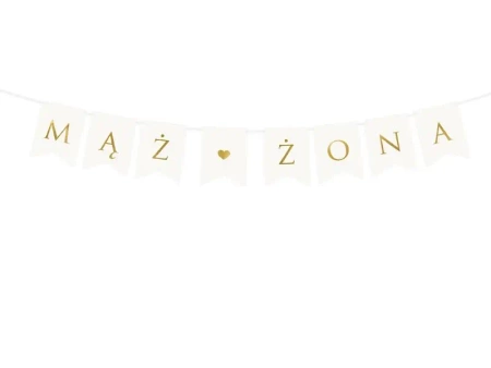 Baner Mąż Żona biały 15x110cm - PartyDeco