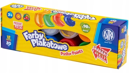 Farby plakatowe Astra 12 kolorów - ASTRA art-pap