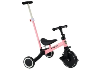 Rower trójkołowy PRO50 z rączką różowy - Leantoys