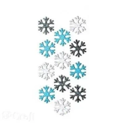 Naklejki brokatowe 3D śnieżynki 12szt - Dalprint dpCraft