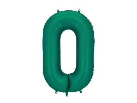 Balon foliowy cyfra 0 86cm butelkowa zieleń - PartyDeco