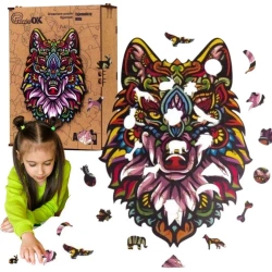 Puzzle drewniane eko 120 Tajemniczy wilk A3 - PuzzleOK