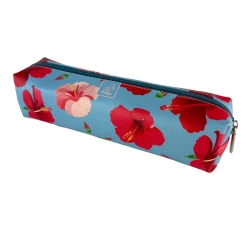 Piórnik szkolny młodzieżowy prostokąt kostka Hibiskusy W Jeansie - EV-Corp