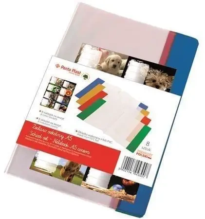 Okładka na zeszyt A5 PVC MIX + naklejki (8szt) - Panta Plast