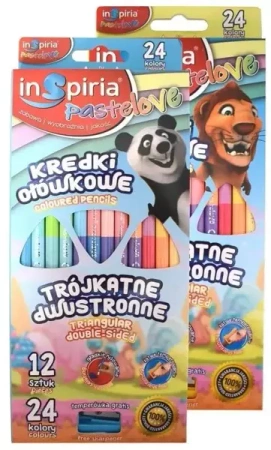 Kredki trójkątne dwustronne 12=24 kolory - InSpiria