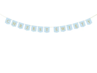 Baner Chrzest Święty jasny niebieski 2m - PartyDeco