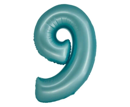Balon foliowy Smart cyfra 9 niebieski matowy 76cm - Godan