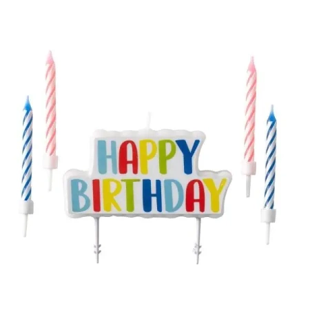 Zestaw świeczek urodzinowych happy birthady 4szt. - Amscan