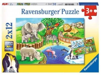Puzzle 2x12 Zwięta w zoo - Ravensburger