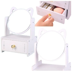 Mini toaletka lusterko do makijażu biała - Leantoys