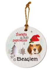 Zawieszka ceramiczna Boże Narodzenie Beagle - Kukartka