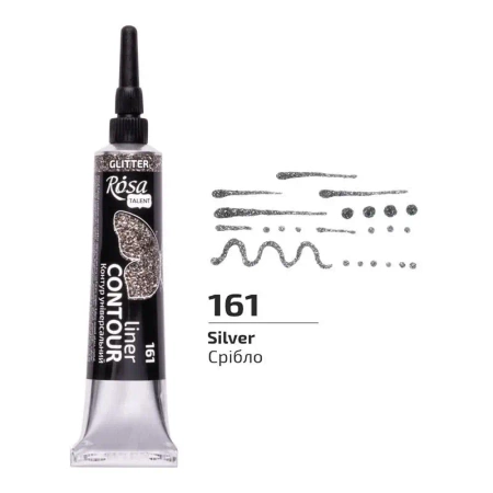 Farba aktylowa kontur universal brokat silver 20ml - Rosa