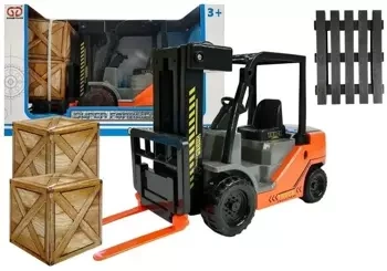 Wózek widłowy z paletą i pudełkami - Leantoys