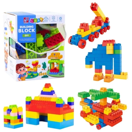 Klocki konstrukcyjne kolorowe 100el - Leantoys