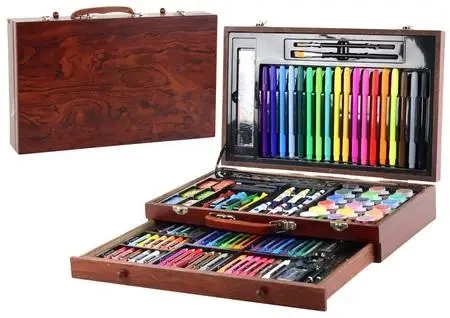 Zestaw artystyczny w drewnianej walizce 123el - Leantoys