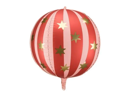 Balon foliowy Piłka w gwiazdki 75cm czerwony - PartyDeco