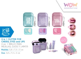 Błyszczyk 3w1 do ust oczu policzków brokatowy WoW Generation WOW00133 mix wzorów - Kids Euroswan