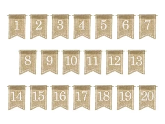 Numery na stoł jutowe 7x10,5cm - PartyDeco