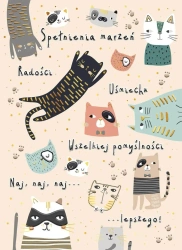 Karnet A5 Urodziny - Beżowe koty - Henry