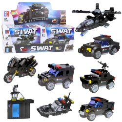 Klocki konstrukcyjne pojazdy SWAT 2w1 MIX - Leantoys