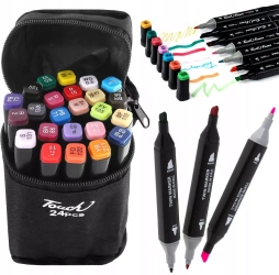 Markery dwustronne w torbie 24 kolory - Trifox