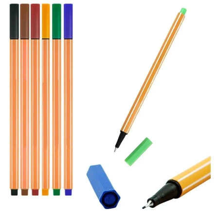 Cienkopisy 0,4mm kolorowe 6szt - Leantoys