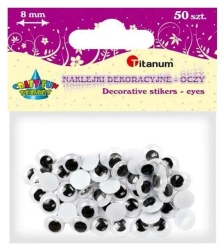 Oczy samoprzylepne bez rzęs 8mm okrągłe 50szt - Titanum