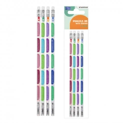 Ołówek z gumką HB Tabliczka Mnożenia 4szt - STARPAK