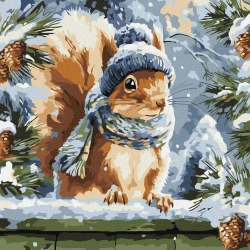 Malowanie po numerach -Zimowa wiewiórka 40x40cm - Ideyka