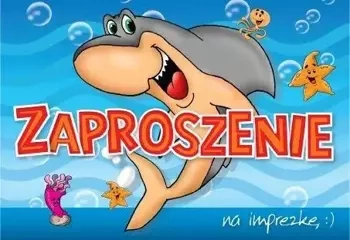 Zaproszenie ZZ-035 Imprezka rekin (5 szt.) - Kukartka