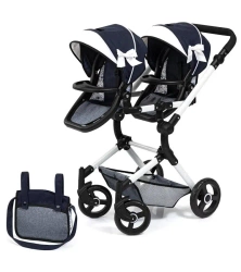 Wózek dla lalek bliźniaczych Twin Neo niebieski - Bayer Design