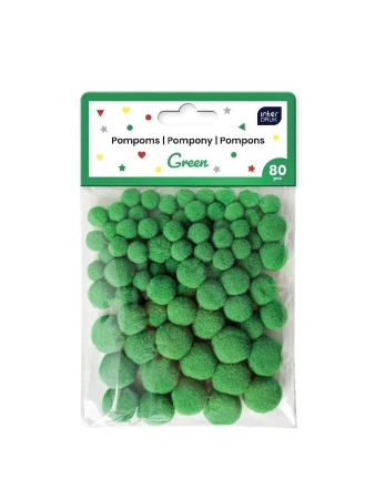 Pompony do dekoracji 80szt Green - INTERDRUK