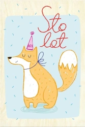 Drewniana kartka urodzinowa- Urodzinowy Lisek - Milin