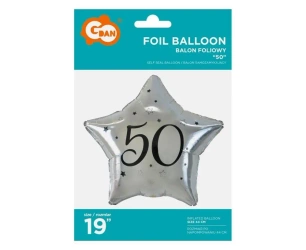 Balon foliowy 50-tka gwiazda srebrna - Godan