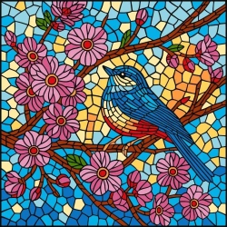 Malowanie po numerach - Witraż. Sikorka 30x30cm - Ideyka