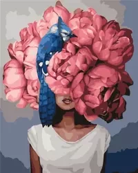 Malowanie po numerach - Piwonie i koliber 40x50cm - ArtiFly