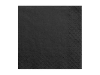 Serwetki trójwarstwowe czarne 33x33cm 20szt - PartyDeco