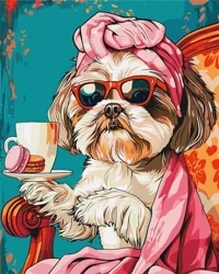 Malowanie po numerach - Figlarny shih tzu 40x50cm - Ideyka