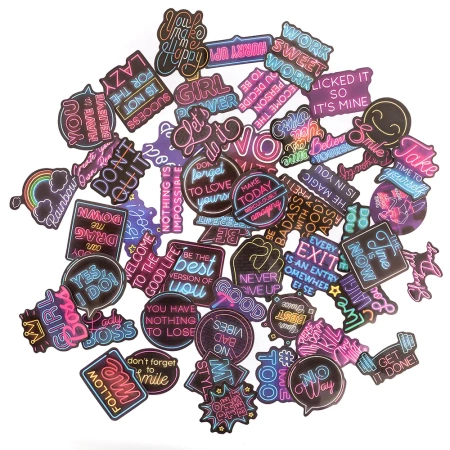 Naklejki winylowe neon motywacyjne 5-8cm 50szt - Dalprint