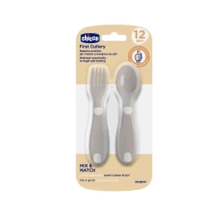 Pierwsze sztućce plastikowe szare 12m+ - Chicco