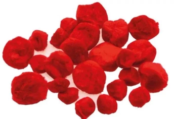 Pompony puszyste czerwone 24szt - Brewis