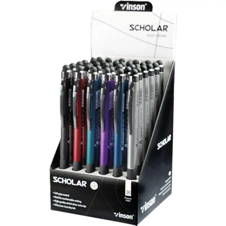 Długopis automat. Scholar niebieski (36szt) - Titanum