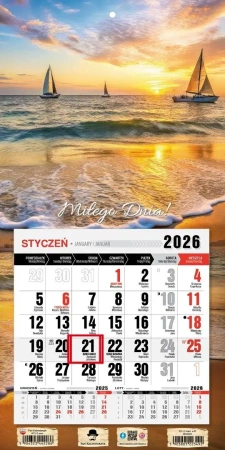 Kalendarz 2026 jednodzielny mini morze - Pan Kalendarzyk