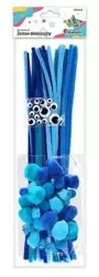 Zestaw druciki, pompony, oczka niebieski 80szt - Titanum