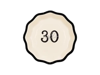 Talerzyki papierowe Hello 30 18cm 6szt - PartyDeco